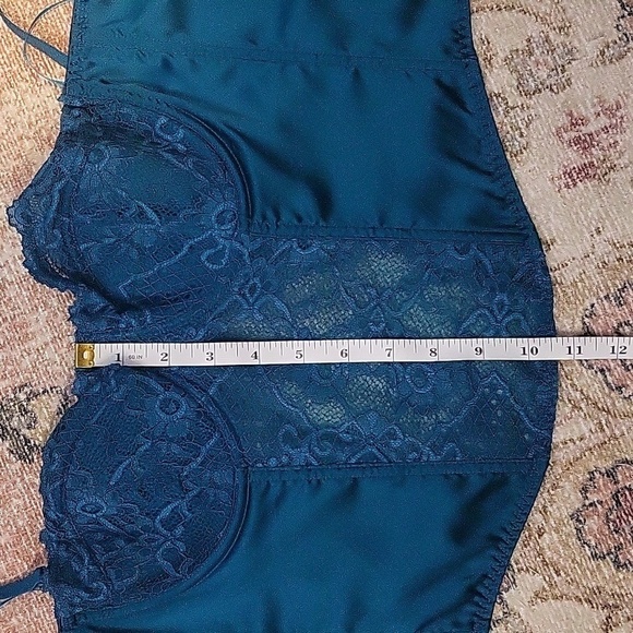 Sincerely Jules Jade Green Satin and Lace Corset Cami Bustier Crop Top - Size L - Picture 11 of 11